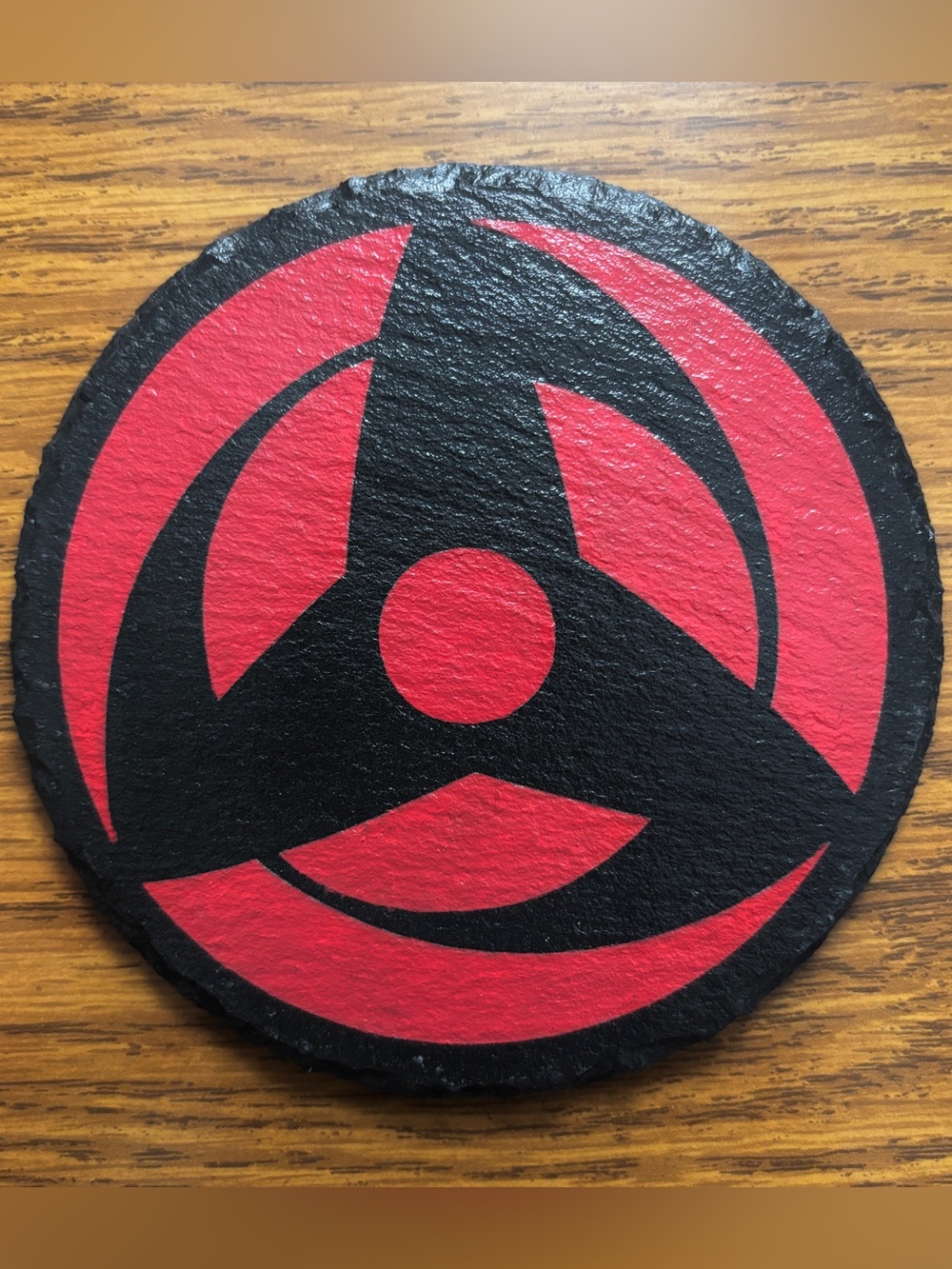 Naruto Kakashi Obito Mangekyou Sharingan Engraved Painted Slate Coaster